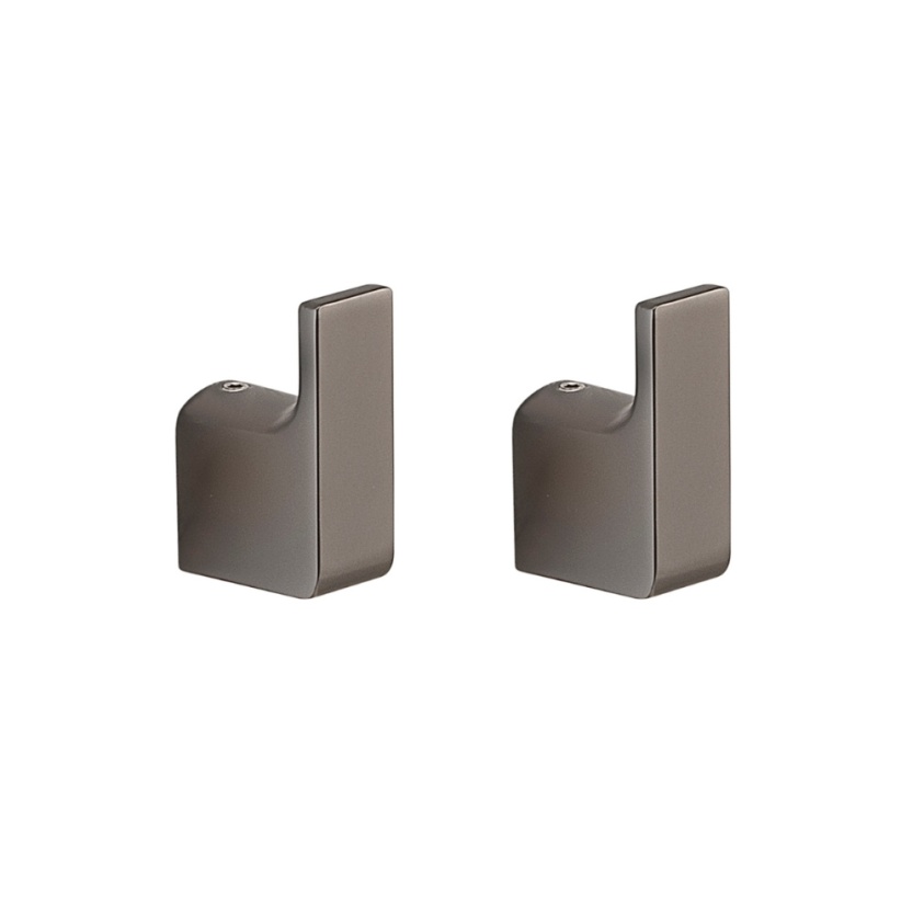 Close up product image of the Origins Living Pirenei Gunmetal Robe Hooks